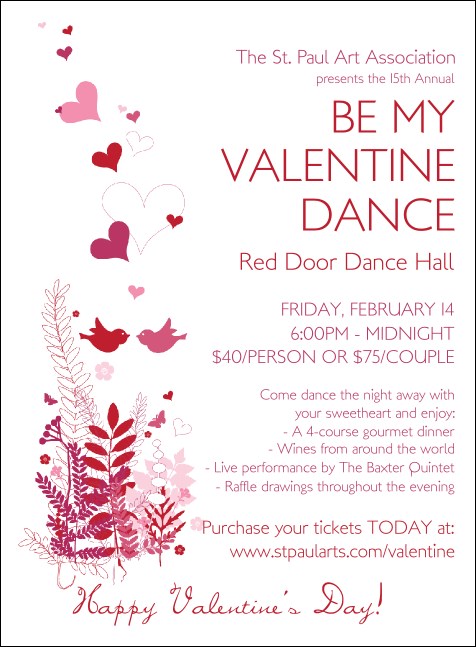 A customizable pink, red and white Valentine's Day event invitation