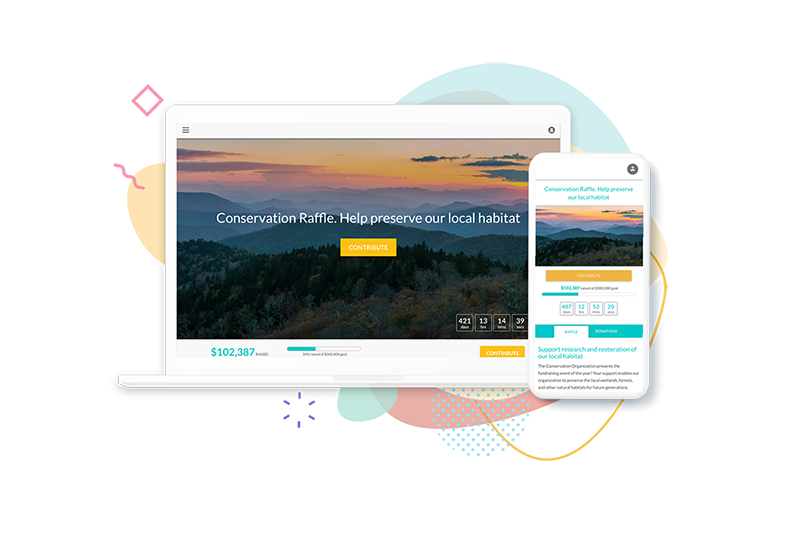 A fundraising page depicted on a laptop and mobile device